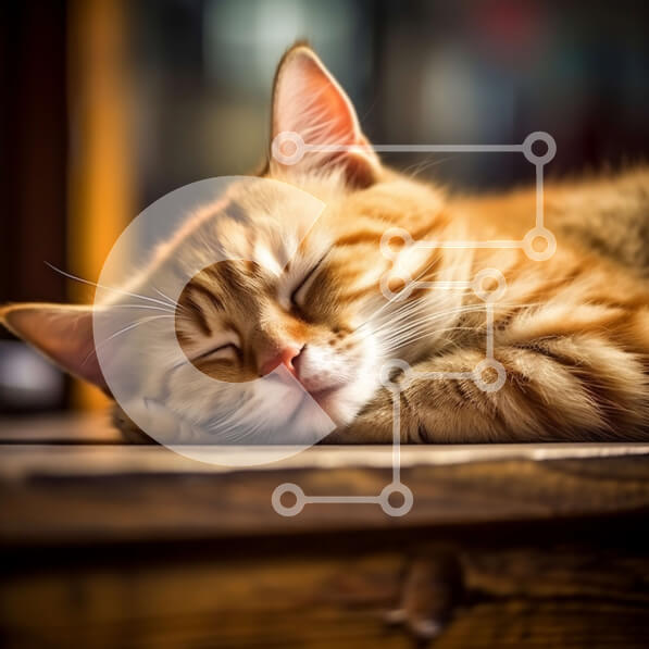 Intra Συλλεκτικό Ξύλινο Παζλ Plywood  4mm - Κοιμισμένη πορτοκαλί τιγρέ γάτα σε ξύλινη επιφάνεια Σε Ξύλινο Κουτί - Διαστάσεις: 10x10 cm – 25 κομμάτια