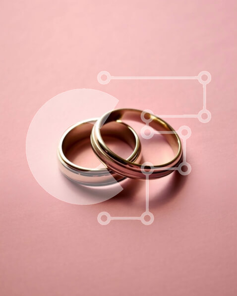 Intra Συλλεκτικό Ξύλινο Παζλ Plywood  4mm - Εκπληκτική εικόνα δύο χρυσών βέρες σε ροζ φόντο Σε Ξύλινο Κουτί - Διαστάσεις Puzzle: 10x10 cm – 25 κομμάτια