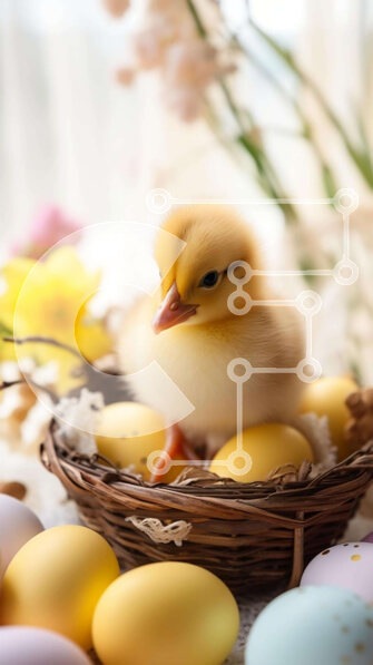 Intra Συλλεκτικό Ξύλινο Παζλ Plywood  4mm - Πασχαλινή πάπια με πολύχρωμα αυγά και λουλούδια Σε Ξύλινο Κουτί - Διαστάσεις: 10x10 cm – 25 κομμάτια