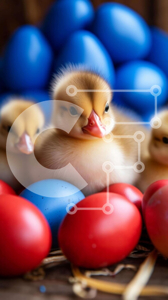 Σετ των 2 Intra Συλλεκτικό Ξύλινο Παζλ Plywood  4mm - Πασχαλινά παπάκια ανάμεσα στα πολύχρωμα αυγά Σε Ξύλινο Κουτί - Διαστάσεις: 10x10 cm – 25 κομμάτια