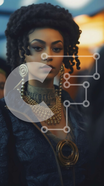 Intra Συλλεκτικό Ξύλινο Παζλ Plywood  4mm - Κομψή γυναίκα με μαύρο φόρεμα με χρυσά κοσμήματα και καπέλο Σε Ξύλινο Κουτί - Διαστάσεις Puzzle: 10x10 cm – 25 κομμάτια