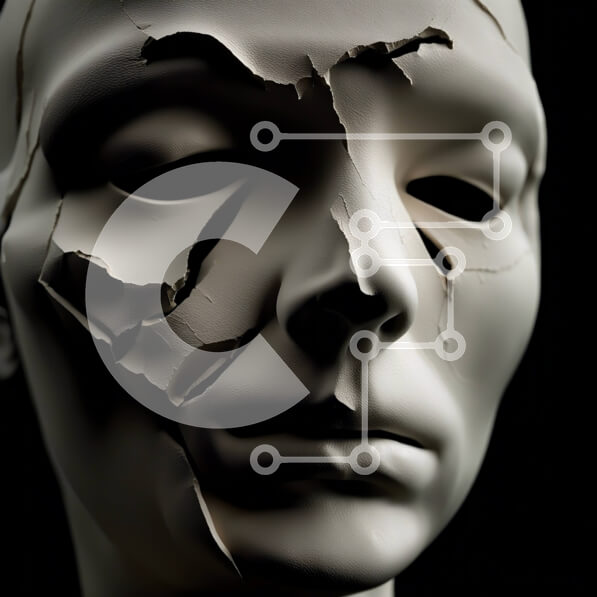 Σετ των 2 Intra Συλλεκτικό Ξύλινο Παζλ Plywood  4mm - Εκπληκτική κινηματογράφηση σε πρώτο πλάνο μιας γυναίκας με ραγισμένη έκφραση και λευκή μάσκα Σε Ξύλινο Κουτί - Διαστάσεις: 10x10 cm – 25 κομμάτια