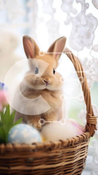 Intra Συλλεκτικό Ξύλινο Παζλ Plywood  4mm - Πασχαλινό λαγουδάκι με καλάθι αυγών Σε Ξύλινο Κουτί - Διαστάσεις: 10x10 cm – 25 κομμάτια