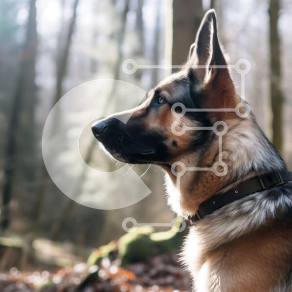 Intra Συλλεκτικό Ξύλινο Παζλ Plywood  4mm - Εκπληκτική φωτογραφία Γερμανικού Ποιμενικού Σκύλου στο Δάσος Σε Ξύλινο Κουτί - Διαστάσεις: 10x10 cm – 25 κομμάτια