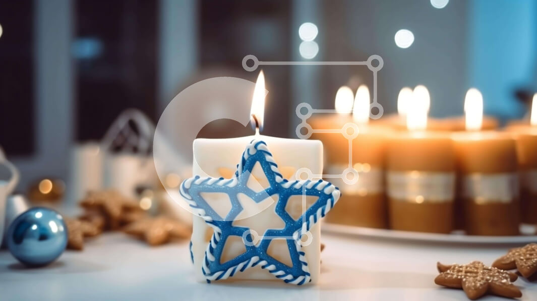 Intra Συλλεκτικό Ξύλινο Παζλ Plywood  4mm - Μπλε κερί σε σχήμα αστεριού με άλλα κεριά και μπισκότα Σε Ξύλινο Κουτί - Διαστάσεις: 10x10 cm – 25 κομμάτια