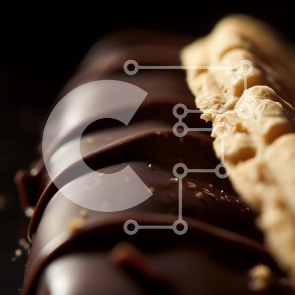 Σετ των 2 Intra Συλλεκτικό Ξύλινο Παζλ Plywood  4mm - Μπισκότο καλυμμένο με σοκολάτα σε μαύρο φόντο Σε Ξύλινο Κουτί - Διαστάσεις: 10x10 cm – 25 κομμάτια