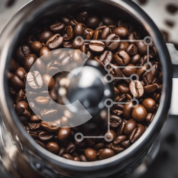 Σετ των 2 Intra Συλλεκτικό Ξύλινο Παζλ Plywood  4mm - Κοντινό πλάνο του μύλου καφέ με φρεσκοψημένους κόκκους καφέ Σε Ξύλινο Κουτί - Διαστάσεις: 10x10 cm – 25 κομμάτια