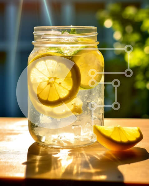 Σετ των 2 Intra Συλλεκτικό Ξύλινο Παζλ Plywood  4mm - Δροσιστική εικόνα με νερό με λεμόνι σε βάζο Mason Σε Ξύλινο Κουτί - Διαστάσεις: 10x10 cm – 25 κομμάτια