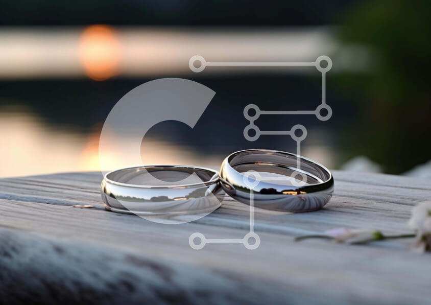 Intra Συλλεκτικό Ξύλινο Παζλ Plywood  4mm - Ρομαντική σκηνή ηλιοβασιλέματος με τις βέρες Σε Ξύλινο Κουτί - Διαστάσεις: 10x10 cm – 25 κομμάτια