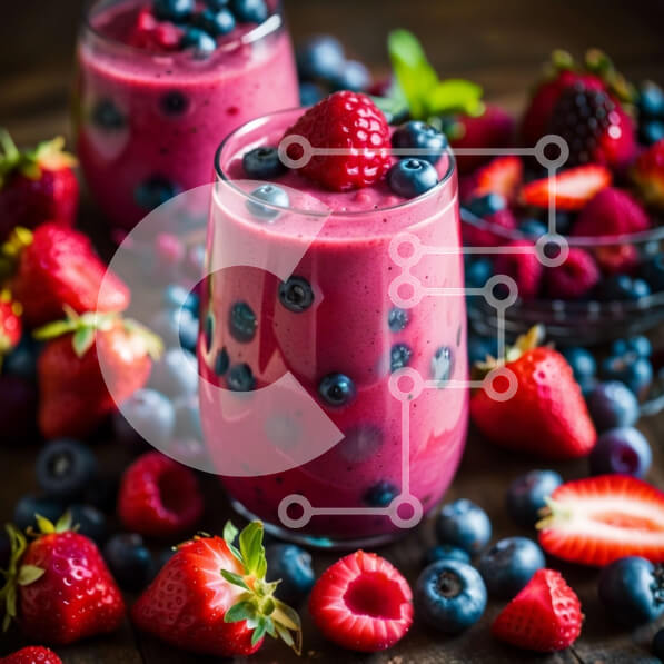 Σετ των 2 Intra Συλλεκτικό Ξύλινο Παζλ Plywood  4mm - Νόστιμο και δροσιστικό Smoothie φράουλας με φρέσκα μούρα Σε Ξύλινο Κουτί - Διαστάσεις: 10x10 cm – 25 κομμάτια