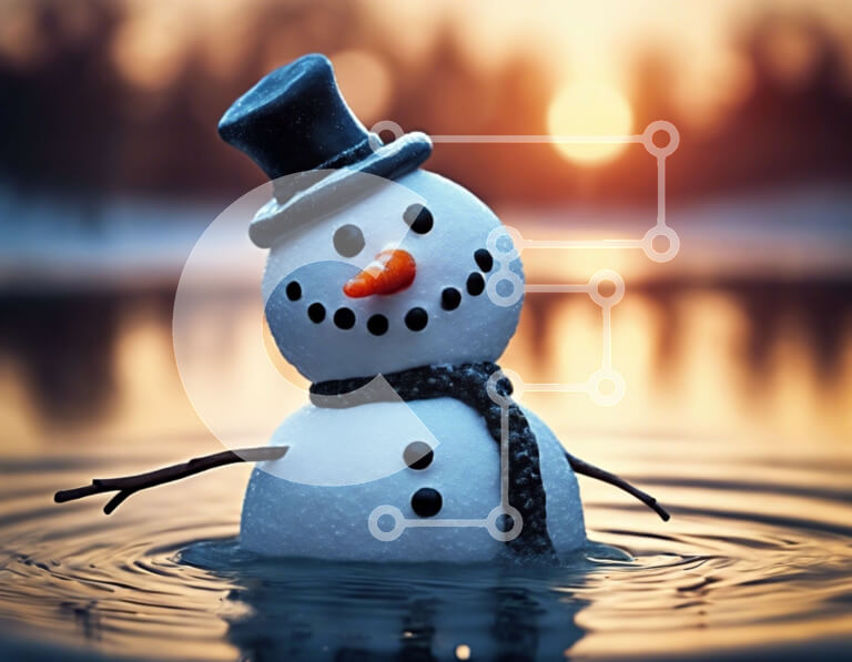 Intra Συλλεκτικό Ξύλινο Παζλ Plywood  4mm - Στολίδι χιονάνθρωπος σε νερό με καπέλο Σε Ξύλινο Κουτί - Διαστάσεις: 10x10 cm – 25 κομμάτια