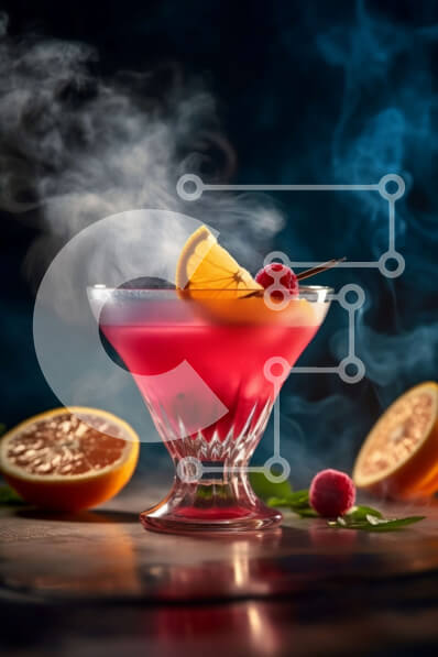 Σετ των 2 Intra Συλλεκτικό Ξύλινο Παζλ Plywood  4mm - Δροσιστικό κόκκινο κοκτέιλ με φέτα πορτοκαλιού και ξυλάκι κανέλας Σε Ξύλινο Κουτί - Διαστάσεις: 10x10 cm – 25 κομμάτια