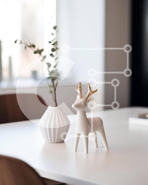 Intra Συλλεκτικό Ξύλινο Παζλ Plywood  4mm - Ειδώλιο λευκού ελαφιού σε άδειο τραπέζι με βιβλία Σε Ξύλινο Κουτί - Διαστάσεις: 10x10 cm – 25 κομμάτια