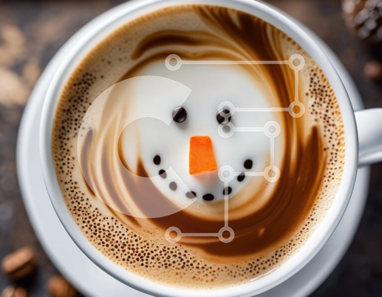 Σετ των 2 Intra Συλλεκτικό Ξύλινο Παζλ Plywood  4mm - Φλιτζάνι καφέ με Latte Art Χιονάνθρωπος Σε Ξύλινο Κουτί - Διαστάσεις: 10x10 cm – 25 κομμάτια