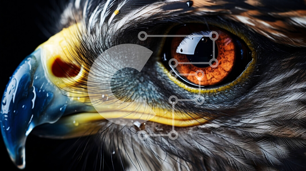 Intra Συλλεκτικό Ξύλινο Παζλ Plywood  4mm - Κοντινή όψη του προσώπου ενός γερακιού Σε Ξύλινο Κουτί - Διαστάσεις: 10x10 cm – 25 κομμάτια