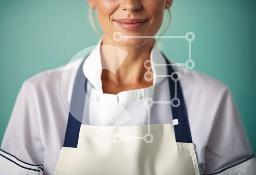 Intra Συλλεκτικό Ξύλινο Παζλ Plywood  4mm - Χαμογελαστή γυναίκα σεφ με κεντημένο καπέλο και σακάκι Σε Ξύλινο Κουτί - Διαστάσεις Puzzle: 10x10 cm – 25 κομμάτια