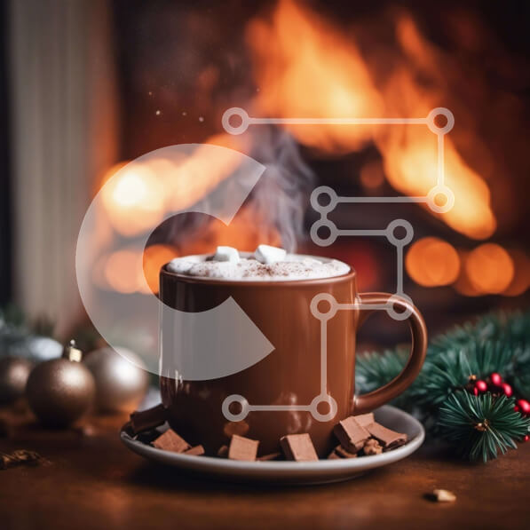 Intra Συλλεκτικό Ξύλινο Παζλ Plywood  4mm - Ζεστό κακάο με Marshmallows δίπλα στο τζάκι Σε Ξύλινο Κουτί - Διαστάσεις Puzzle: 10x10 cm – 25 κομμάτια