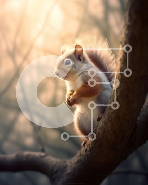 Σετ των 2 Intra Συλλεκτικό Ξύλινο Παζλ Plywood  4mm - Χαριτωμένη εικόνα ενός κόκκινου σκίουρου σε ένα κλαδί δέντρου Σε Ξύλινο Κουτί - Διαστάσεις: 10x10 cm – 25 κομμάτια