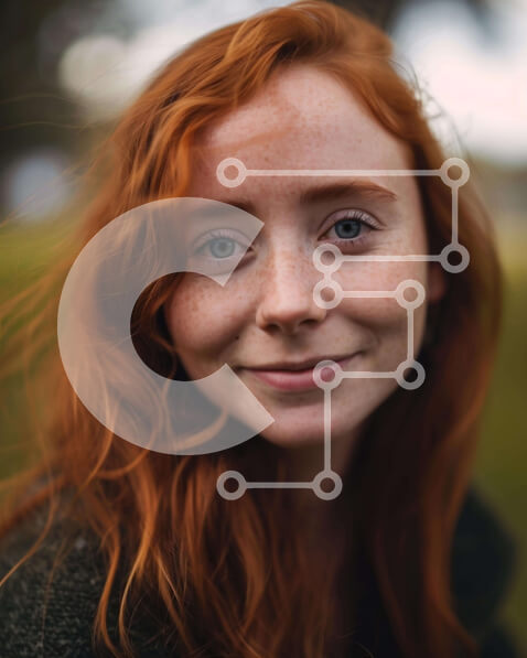 Intra Συλλεκτικό Ξύλινο Παζλ Plywood  4mm - Χαμογελαστή κοκκινομάλλα γυναίκα στη φύση Σε Ξύλινο Κουτί - Διαστάσεις Puzzle: 10x10 cm – 25 κομμάτια