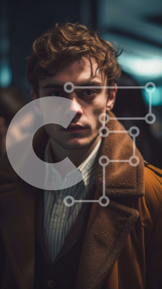 Intra Συλλεκτικό Ξύλινο Παζλ Plywood  4mm - Σοβαρό πορτρέτο ενός νεαρού άνδρα σε ένα αμυδρά φωτισμένο δωμάτιο Σε Ξύλινο Κουτί - Διαστάσεις Puzzle: 10x10 cm – 25 κομμάτια