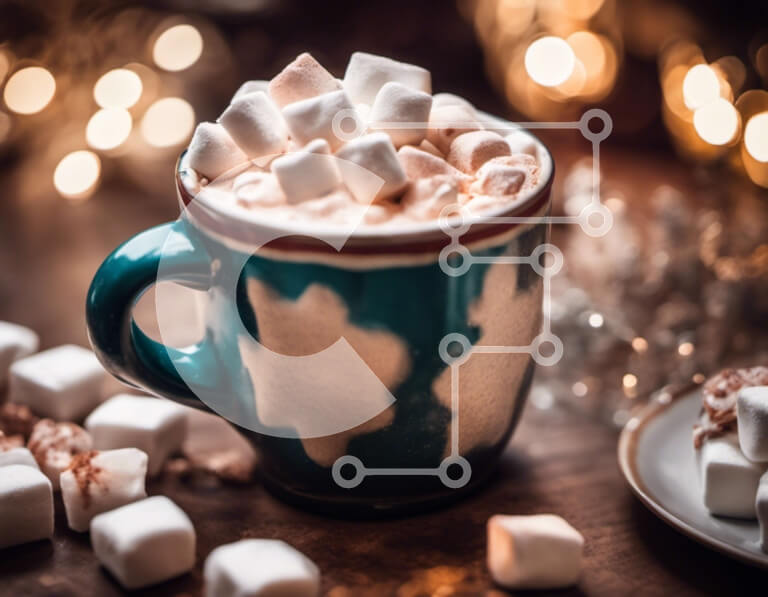 Σετ των 2 Intra Συλλεκτικό Ξύλινο Παζλ Plywood  4mm - Ζεστό κακάο με Marshmallows και καραμέλα σε ένα γιορτινό τραπέζι Σε Ξύλινο Κουτί - Διαστάσεις: 10x10 cm – 25 κομμάτια