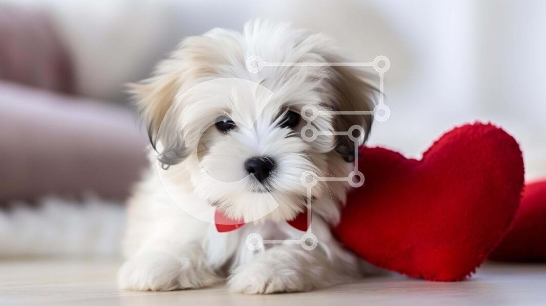 Σετ των 2 Intra Συλλεκτικό Ξύλινο Παζλ Plywood  4mm - Αξιολάτρευτο κουτάβι με μαξιλάρι σε σχήμα καρδιάς Σε Ξύλινο Κουτί - Διαστάσεις: 10x10 cm – 25 κομμάτια