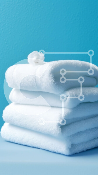 Intra Συλλεκτικό Ξύλινο Παζλ Plywood  4mm - Καθαρή και καθαρή φωτογραφία μιας στοίβας λευκών πετσετών σε μια μπλε επιφάνεια Σε Ξύλινο Κουτί - Διαστάσεις: 10x10 cm – 25 κομμάτια