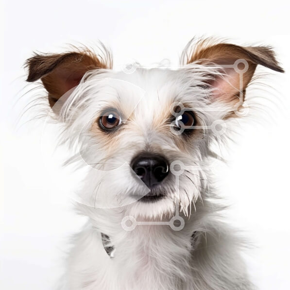 Intra Συλλεκτικό Ξύλινο Παζλ Plywood  4mm - Αξιολάτρευτο λευκό σκυλί με καφέ μπαλώματα που κοιτάζει περίεργα την κάμερα Σε Ξύλινο Κουτί - Διαστάσεις: 10x10 cm – 25 κομμάτια