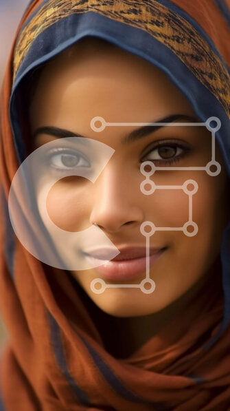 Intra Συλλεκτικό Ξύλινο Παζλ Plywood  4mm - Ουδέτερο πορτρέτο μιας γυναίκας που φοράει χιτζάμπ Σε Ξύλινο Κουτί - Διαστάσεις Puzzle: 10x10 cm – 25 κομμάτια