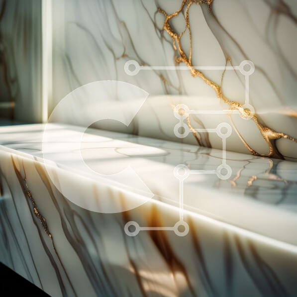 Intra Συλλεκτικό Ξύλινο Παζλ Plywood  4mm - Όμορφη κινηματογράφηση σε πρώτο πλάνο από χρυσό μαρμάρινο πάγκο με γυαλιστερό φινίρισμα Σε Ξύλινο Κουτί - Διαστάσεις Puzzle: 10x10 cm – 25 κομμάτια