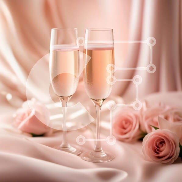 Σετ των 2 Intra Συλλεκτικό Ξύλινο Παζλ Plywood  4mm - Κομψά ποτήρια σαμπάνιας με ροζ τριαντάφυλλα - Όμορφη φλοράλ διακόσμηση Σε Ξύλινο Κουτί - Διαστάσεις: 10x10 cm – 25 κομμάτια