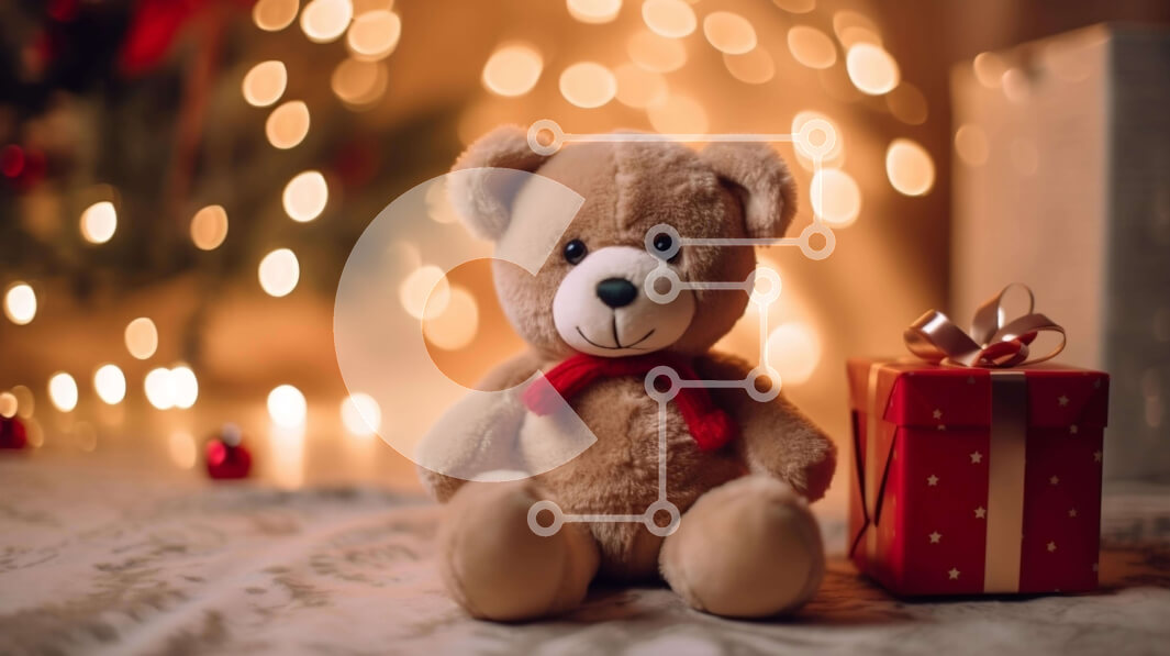 Intra Συλλεκτικό Ξύλινο Παζλ Plywood  4mm - Αρκουδάκι με κουτί δώρου και γιορτινά διακοσμητικά Σε Ξύλινο Κουτί - Διαστάσεις: 10x10 cm – 25 κομμάτια