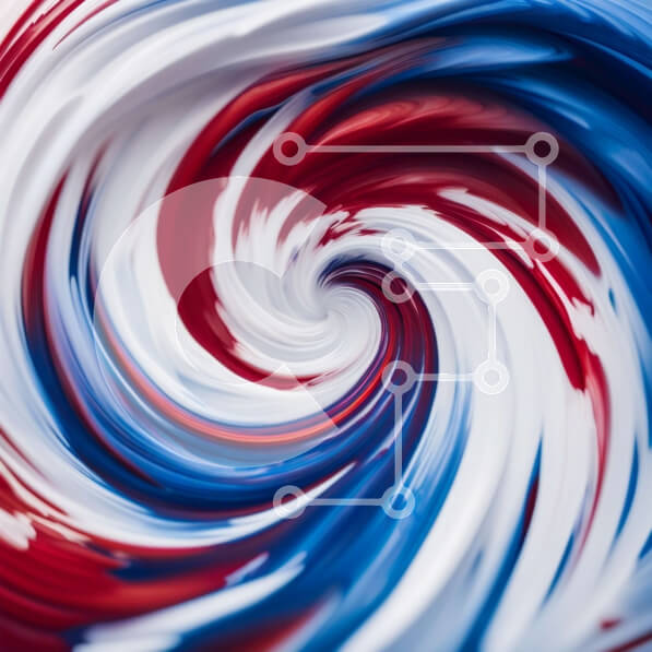 Σετ των 2 Intra Συλλεκτικό Ξύλινο Παζλ Plywood  4mm - Ζωντανή καραμέλα πασπαλίζει σε κόκκινο, λευκό και μπλε μοτίβο στροβιλισμού Σε Ξύλινο Κουτί - Διαστάσεις: 10x10 cm – 25 κομμάτια