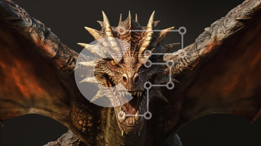 Intra Συλλεκτικό Ξύλινο Παζλ Plywood  4mm - Έντονη εικόνα ενός δράκου σε λειτουργία επίθεσης Σε Ξύλινο Κουτί - Διαστάσεις Puzzle: 10x10 cm – 25 κομμάτια