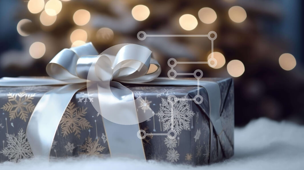 Intra Συλλεκτικό Ξύλινο Παζλ Plywood  4mm - Εορταστικό κουτί δώρου με νιφάδες χιονιού Σε Ξύλινο Κουτί - Διαστάσεις: 10x10 cm – 25 κομμάτια