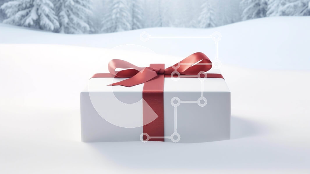 Intra Συλλεκτικό Ξύλινο Παζλ Plywood  4mm - Λευκό κουτί δώρου με κόκκινη κορδέλα στο χιόνι Σε Ξύλινο Κουτί - Διαστάσεις: 10x10 cm – 25 κομμάτια