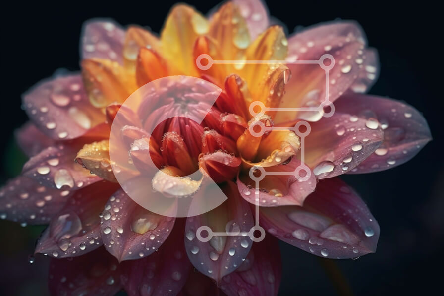 Intra Συλλεκτικό Ξύλινο Παζλ Plywood  4mm - Ονειρική κινηματογράφηση σε πρώτο πλάνο ροζ και κίτρινου λουλουδιού με σταγονίδια νερού Σε Ξύλινο Κουτί - Διαστάσεις: 10x10 cm – 25 κομμάτια