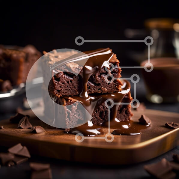 Σετ των 2 Intra Συλλεκτικό Ξύλινο Παζλ Plywood  4mm - Νόστιμο Brownie σοκολάτας με σάλτσα σοκολάτας Gooey Σε Ξύλινο Κουτί - Διαστάσεις: 10x10 cm – 25 κομμάτια