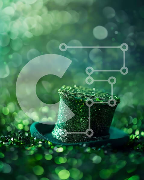 Intra Συλλεκτικό Ξύλινο Παζλ Plywood  4mm - Πράσινο γκλίτερ καπέλο για τον εορτασμό του Αγίου Πατρικίου Σε Ξύλινο Κουτί - Διαστάσεις: 10x10 cm – 25 κομμάτια