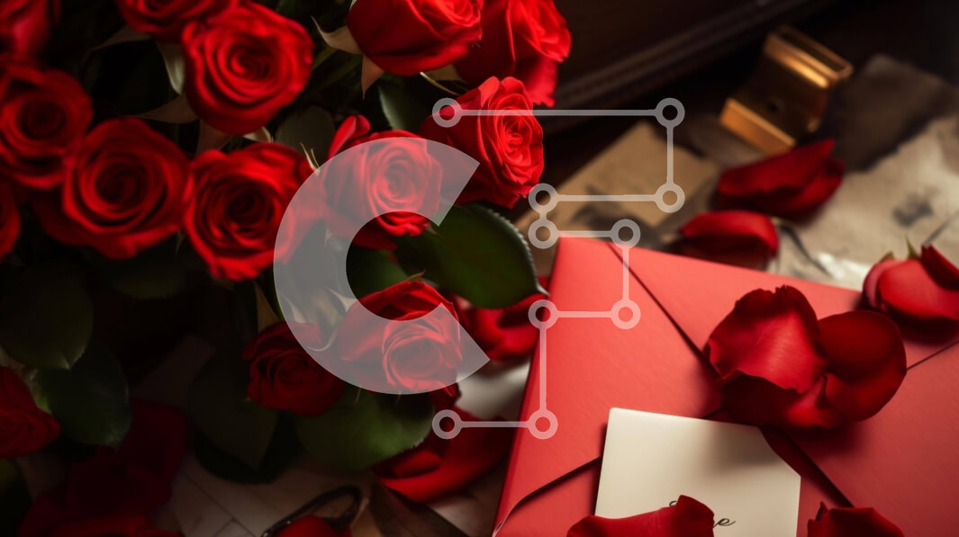 Intra Συλλεκτικό Ξύλινο Παζλ Plywood  4mm - Μπουκέτο με κόκκινα τριαντάφυλλα για την ημέρα του Αγίου Βαλεντίνου με γράμμα αγάπης Σε Ξύλινο Κουτί - Διαστάσεις: 10x10 cm – 25 κομμάτια