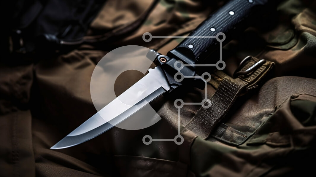 Intra Συλλεκτικό Ξύλινο Παζλ Plywood  4mm - Μαχαίρι στη στολή που εκδόθηκε από το στρατό Σε Ξύλινο Κουτί - Διαστάσεις: 10x10 cm – 25 κομμάτια