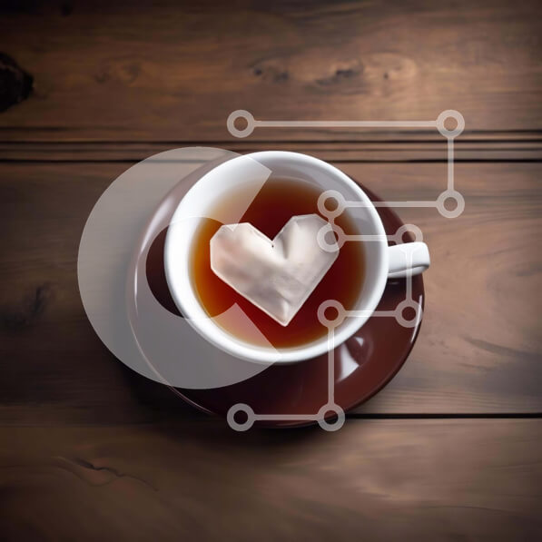 Σετ των 2 Intra Συλλεκτικό Ξύλινο Παζλ Plywood  4mm - Φλιτζάνι τσάι με χαρτί σε σχήμα καρδιάς Σε Ξύλινο Κουτί - Διαστάσεις: 10x10 cm – 25 κομμάτια