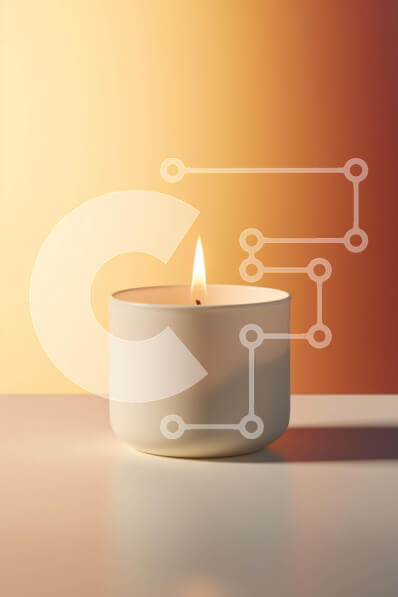 Intra Συλλεκτικό Ξύλινο Παζλ Plywood  4mm - Αναμμένο λευκό κερί σε πορτοκαλί φόντο Σε Ξύλινο Κουτί - Διαστάσεις Puzzle: 10x10 cm – 25 κομμάτια