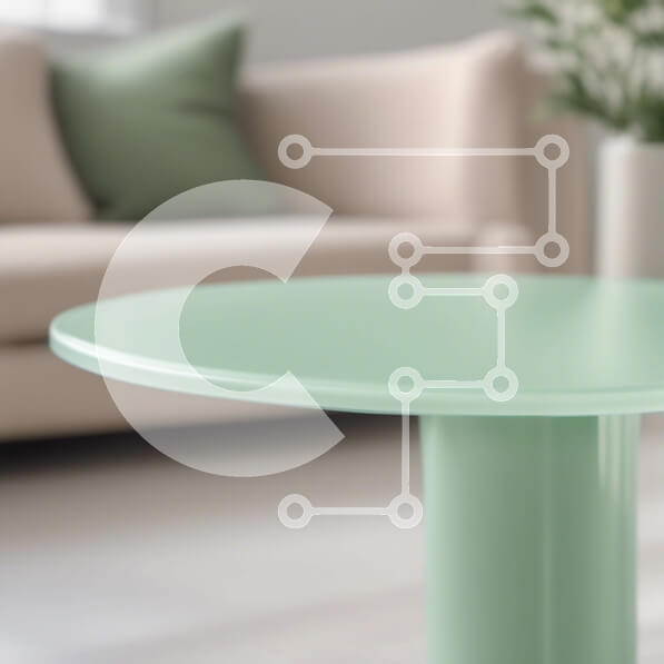 Intra Συλλεκτικό Ξύλινο Παζλ Plywood  4mm - Στρογγυλό πράσινο τραπεζάκι σαλονιού στο άνετο σαλόνι Σε Ξύλινο Κουτί - Διαστάσεις Puzzle: 10x10 cm – 25 κομμάτια