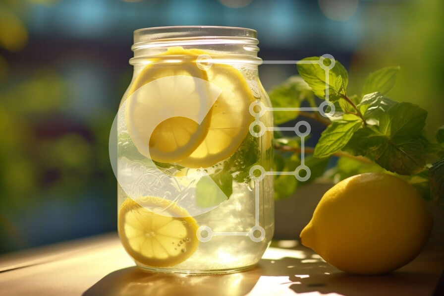 Σετ των 2 Intra Συλλεκτικό Ξύλινο Παζλ Plywood  4mm - Δροσιστικό λεμονόνερο με φύλλα μέντας σε βάζο Mason Σε Ξύλινο Κουτί - Διαστάσεις: 10x10 cm – 25 κομμάτια