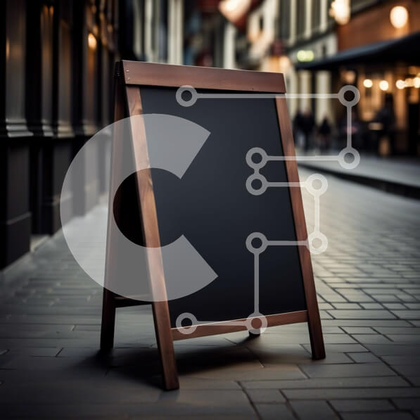 Intra Συλλεκτικό Ξύλινο Παζλ Plywood  4mm - Νυχτερινή οδός της πόλης με μαύρο πίνακα κιμωλίας Σε Ξύλινο Κουτί - Διαστάσεις Puzzle: 10x10 cm – 25 κομμάτια