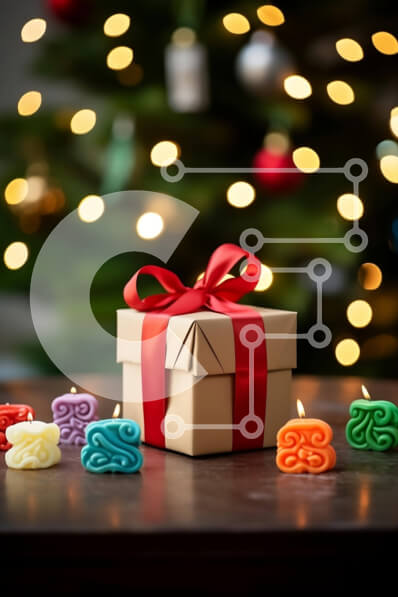 Intra Συλλεκτικό Ξύλινο Παζλ Plywood  4mm - Εορταστικό κουτί δώρου με πολύχρωμα κεριά και χριστουγεννιάτικο δέντρο Σε Ξύλινο Κουτί - Διαστάσεις: 10x10 cm – 25 κομμάτια