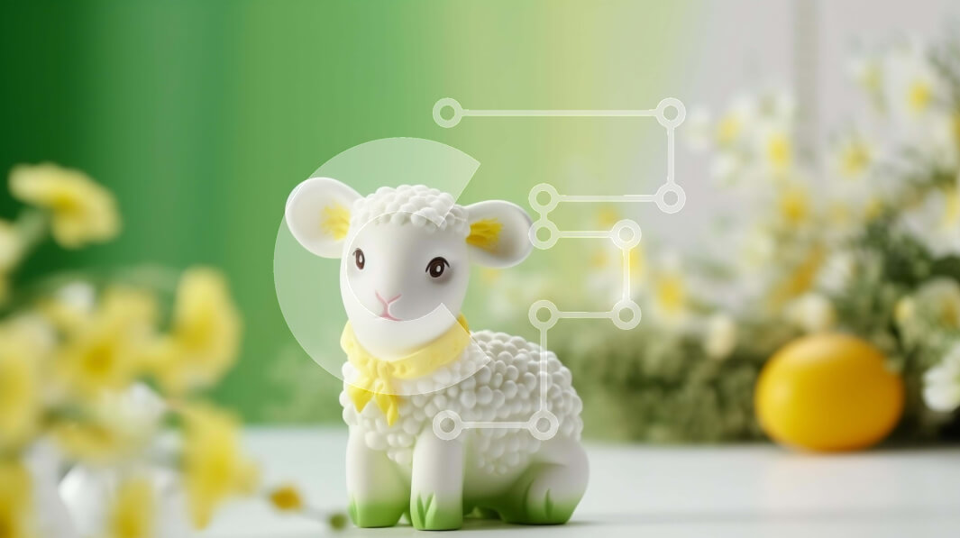 Intra Συλλεκτικό Ξύλινο Παζλ Plywood  4mm - Λευκό ειδώλιο προβάτου με κίτρινα λουλούδια Σε Ξύλινο Κουτί - Διαστάσεις: 10x10 cm – 25 κομμάτια