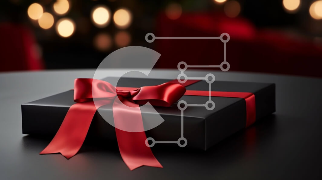 Intra Συλλεκτικό Ξύλινο Παζλ Plywood  4mm - Μαύρο κουτί δώρου με κόκκινη κορδέλα σε ένα κομψά διακοσμημένο τραπέζι Σε Ξύλινο Κουτί - Διαστάσεις: 10x10 cm – 25 κομμάτια