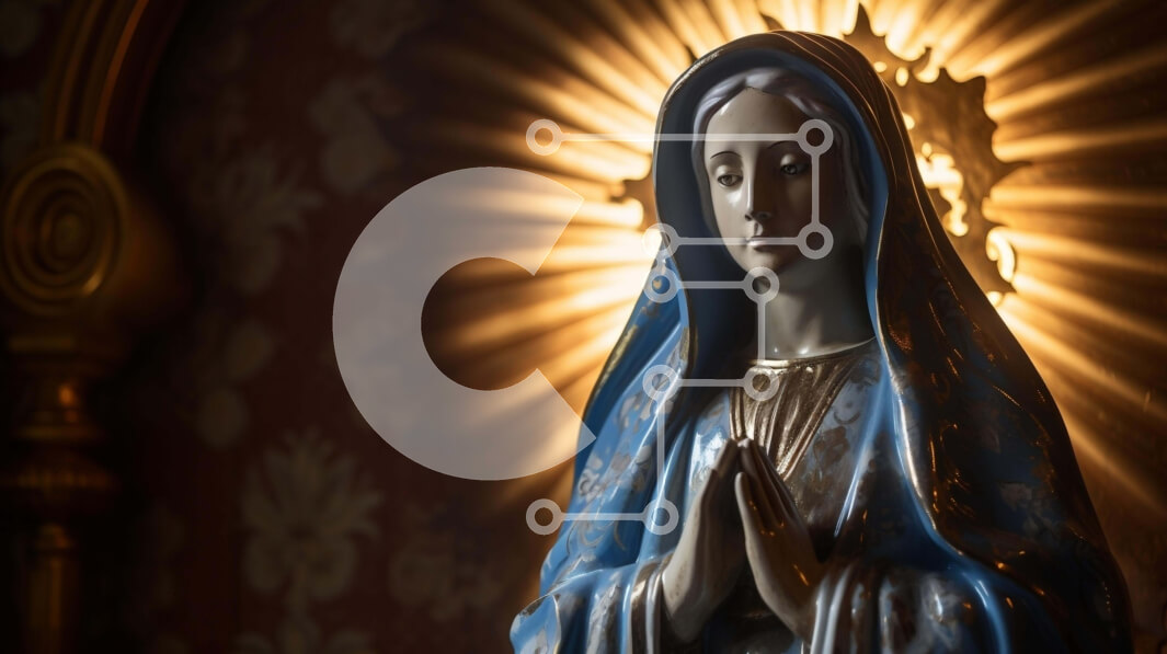 Intra Συλλεκτικό Ξύλινο Παζλ Plywood  4mm - Μπλε Άγαλμα της Παναγίας Σε Ξύλινο Κουτί - Διαστάσεις Puzzle: 10x10 cm – 25 κομμάτια